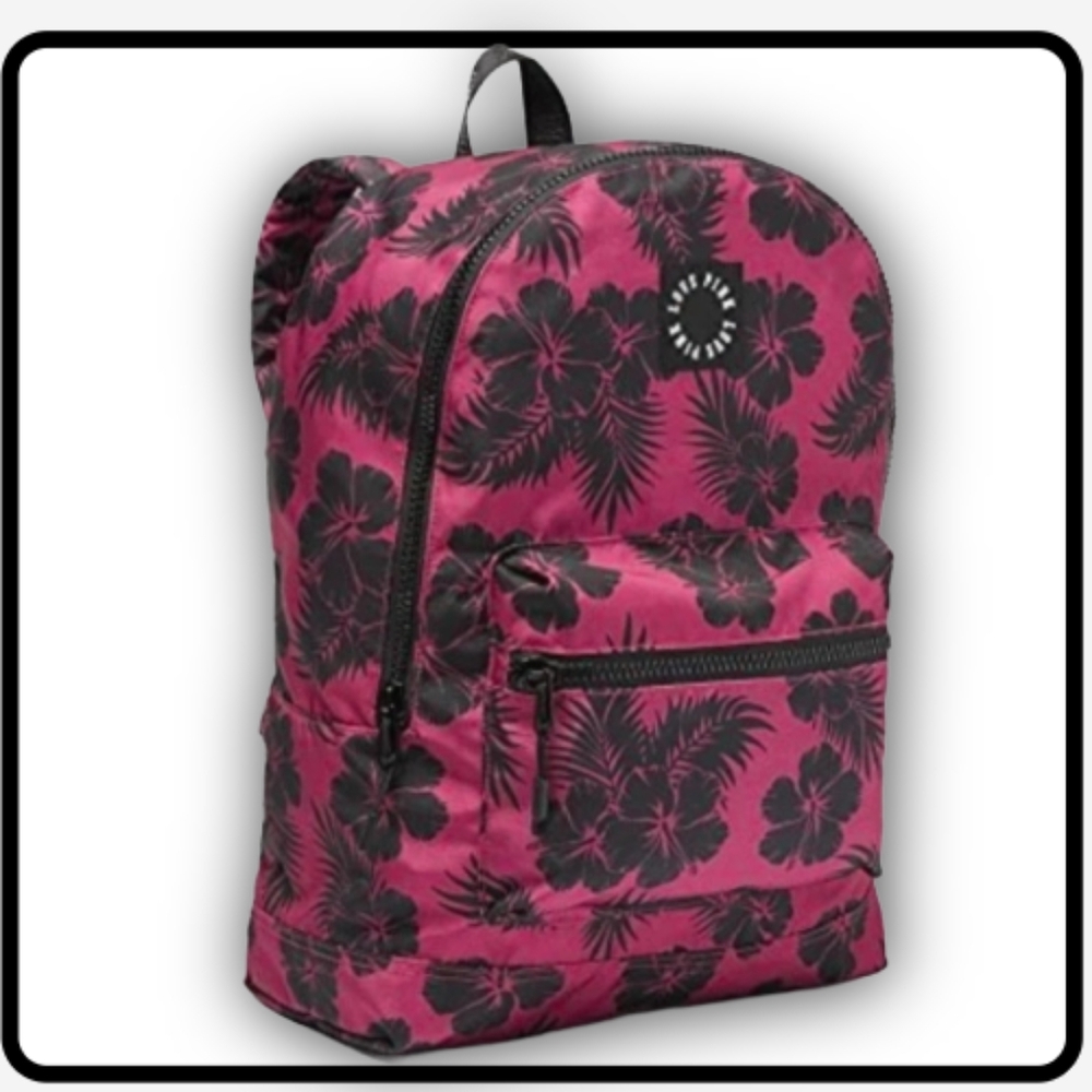 NWT VICTORIA'S SECRET PINK LOVE PINK HIBISCUS PURPLE & BLACK CUTE  BACKPACK